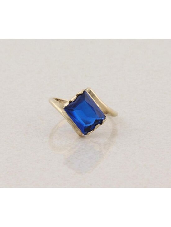 Jewelry - 10k Yellow Gold 3 Carat Lab Created Blue Sapphire Ring Size 7